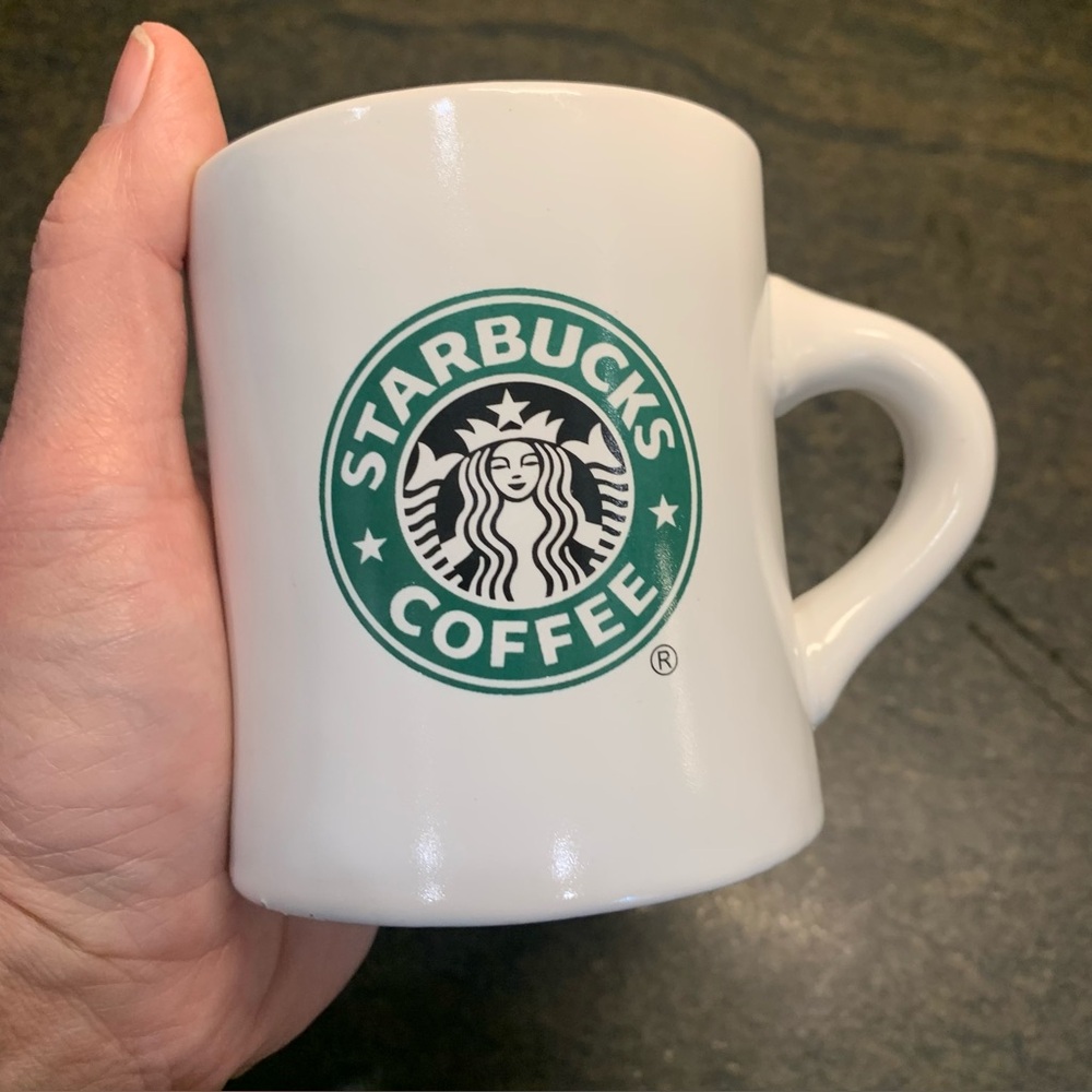 STARBUCKS | Diner Style White Ceramic Mug  | Mermaid Logo  |  Gift Pack Only